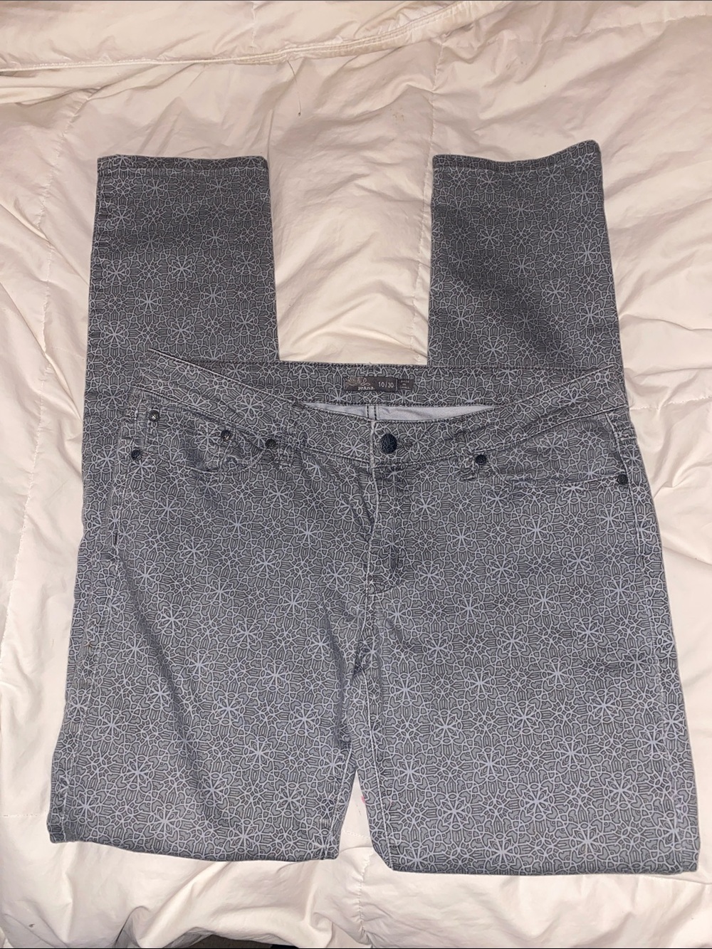 Prana Gray Patterned Skinny Jeans